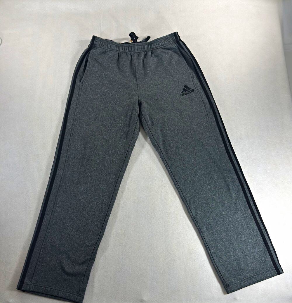 Adidas Men’s L Gray Black 3 Stripe Athletic Pants